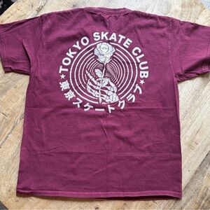 Tokyo Skate Club Short Sleeve Graphic Tee — Maroon